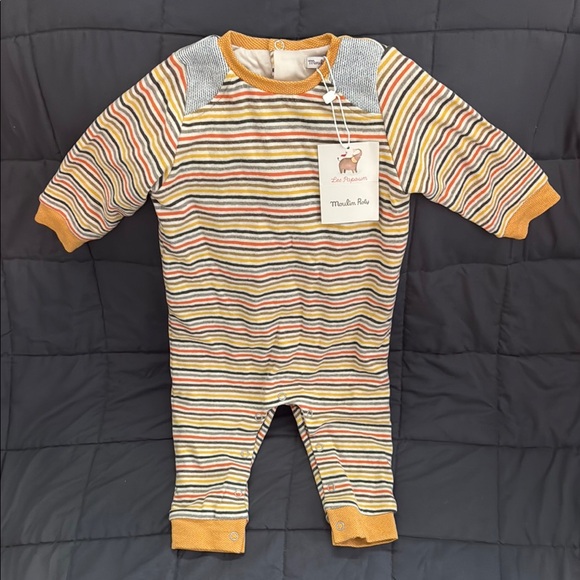 Moulin Roty Yellow and Orange Striped One Piece - Picture 1 of 4